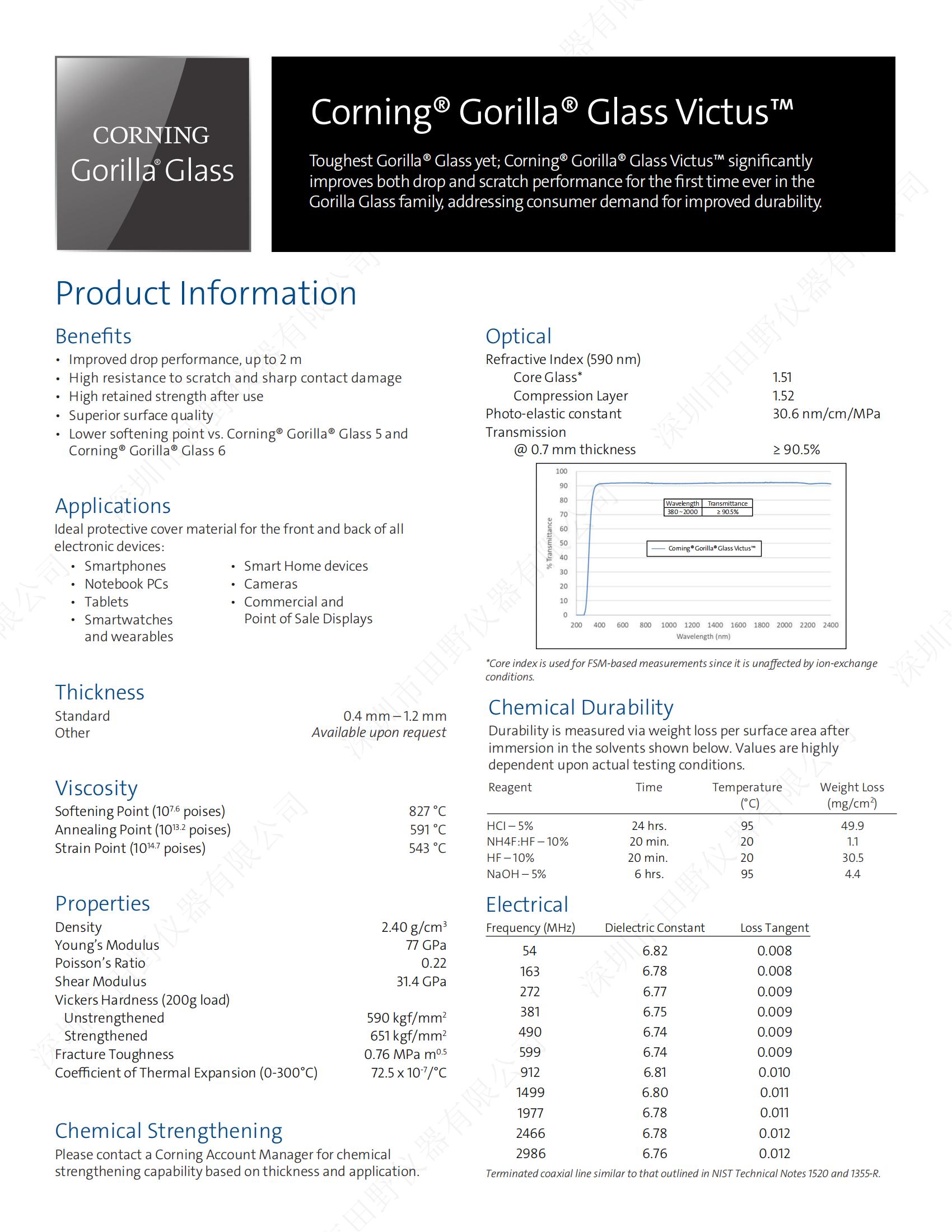 康宁GGV光学性能参数表Corning Gorilla Glass Victus_PI Sheet_00.jpg